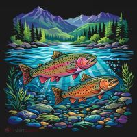 Retro Trout 90s Fishing Mountain River Mousepad thumb 1