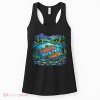 Retro Trout 90s Fishing Mountain River Women's Tank Top thumb 0