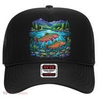 Retro Trout 90s Fishing Mountain River Hat thumb 0