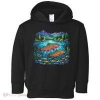 Retro Trout 90s Fishing Mountain River Toddler Hoodie thumb 0