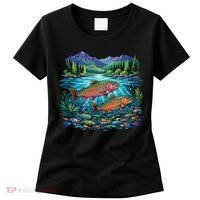 Retro Trout 90s Fishing Mountain River Women's T-Shirt thumb 0