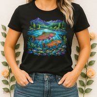 Retro Trout 90s Fishing Mountain River Women's T-Shirt thumb 2
