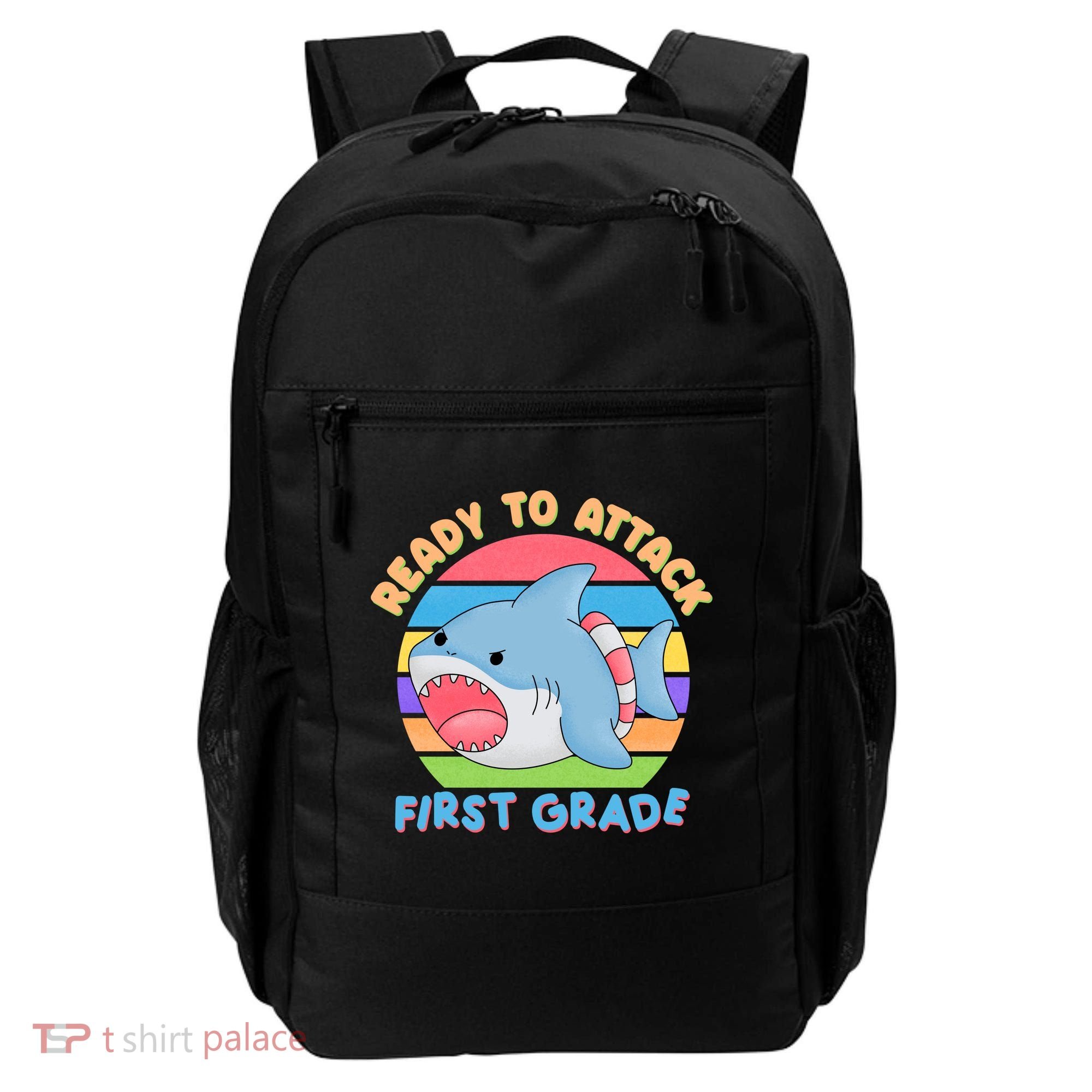 Ready To Attack First Grade Funny Shark Backpack