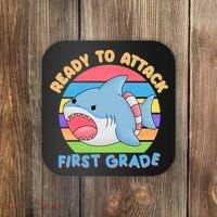 Ready To Attack First Grade Funny Shark Coaster thumb 0