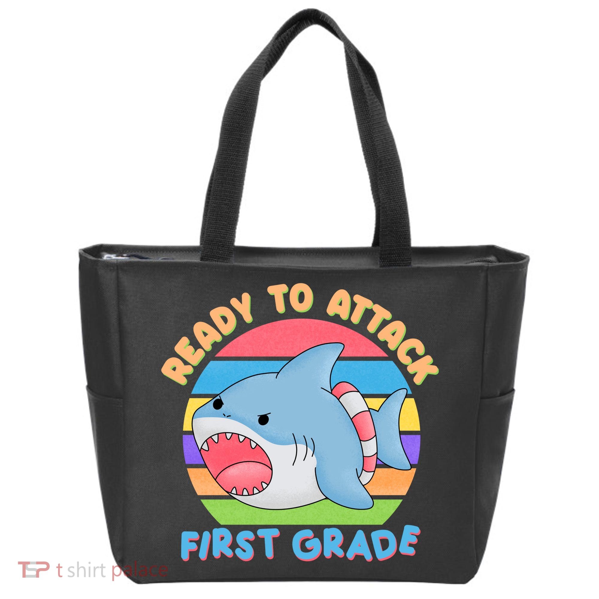 Ready To Attack First Grade Funny Shark Tote Bag