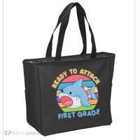 Ready To Attack First Grade Funny Shark Tote Bag thumb 2