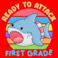 Ready To Attack First Grade Funny Shark Santa Hat thumb 1