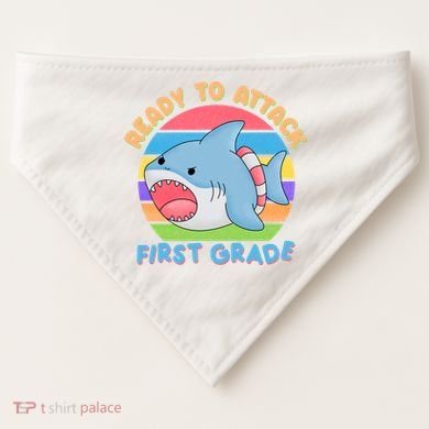 Ready To Attack First Grade Funny Shark USA-Made Doggie Bandana