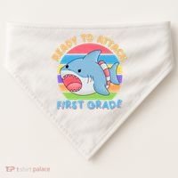 Ready To Attack First Grade Funny Shark USA-Made Doggie Bandana thumb 0