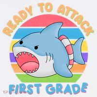 Ready To Attack First Grade Funny Shark Sweatshirt thumb 3
