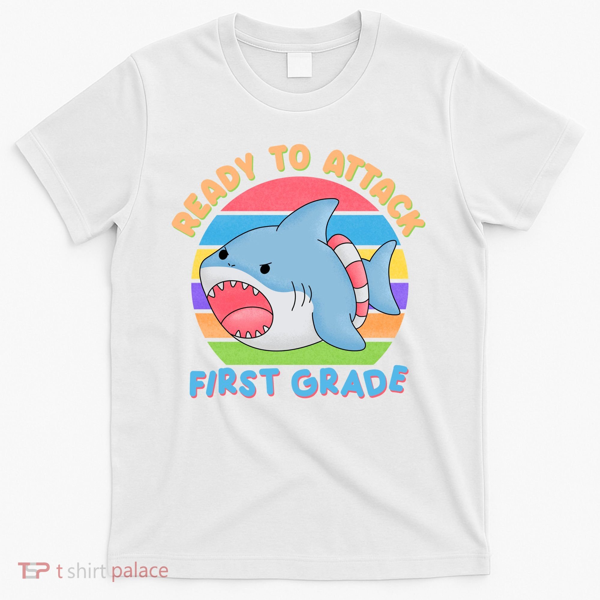 Ready To Attack First Grade Funny Shark T-Shirt