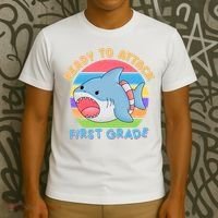 Ready To Attack First Grade Funny Shark T-Shirt thumb 3