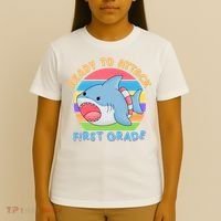 Ready To Attack First Grade Funny Shark T-Shirt thumb 4