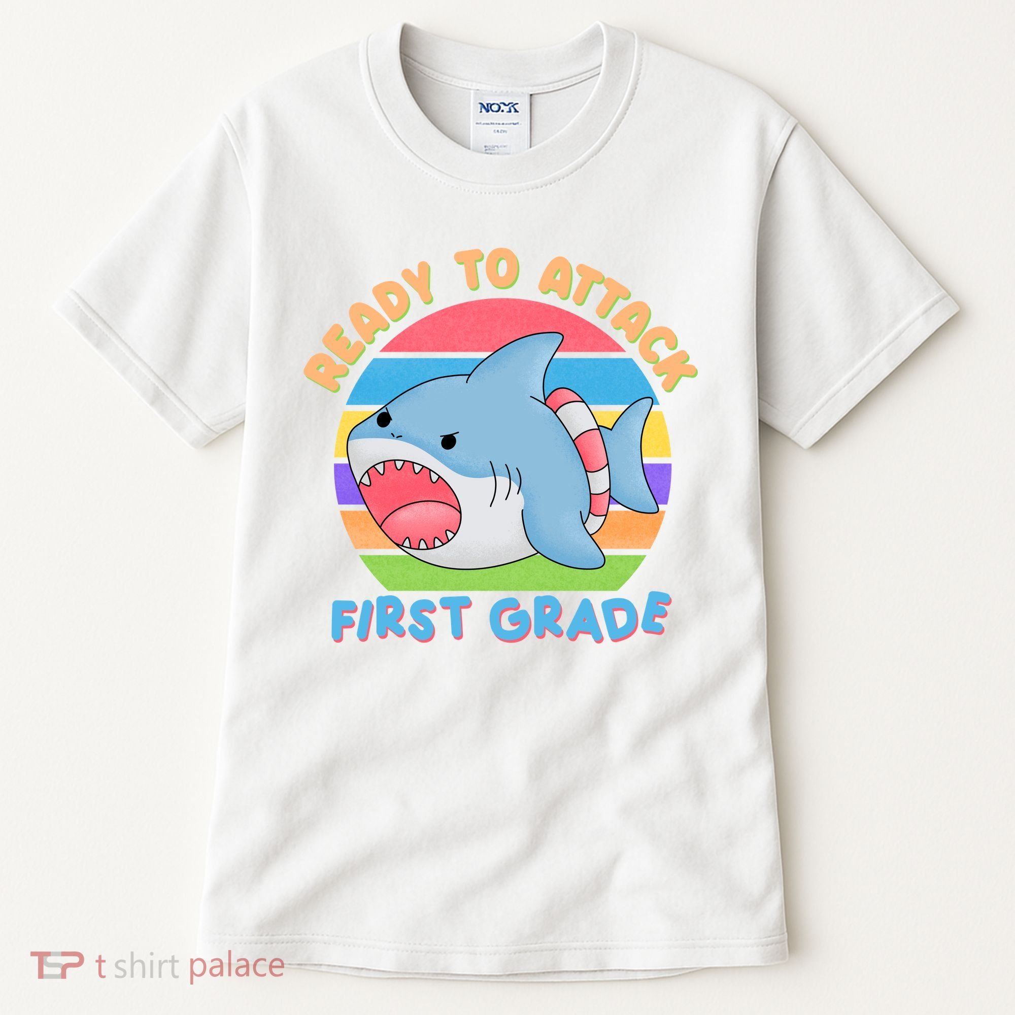 Ready To Attack First Grade Funny Shark Tall T-Shirt