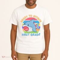 Ready To Attack First Grade Funny Shark Tall T-Shirt thumb 2