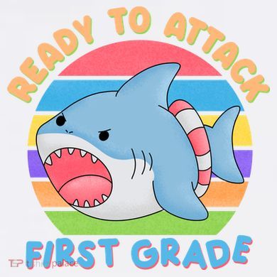 Ready To Attack First Grade Funny Shark Tall T-Shirt