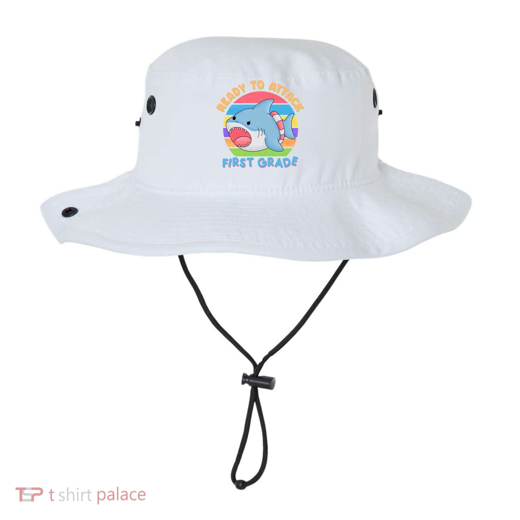Ready To Attack First Grade Funny Shark Bucket Hat