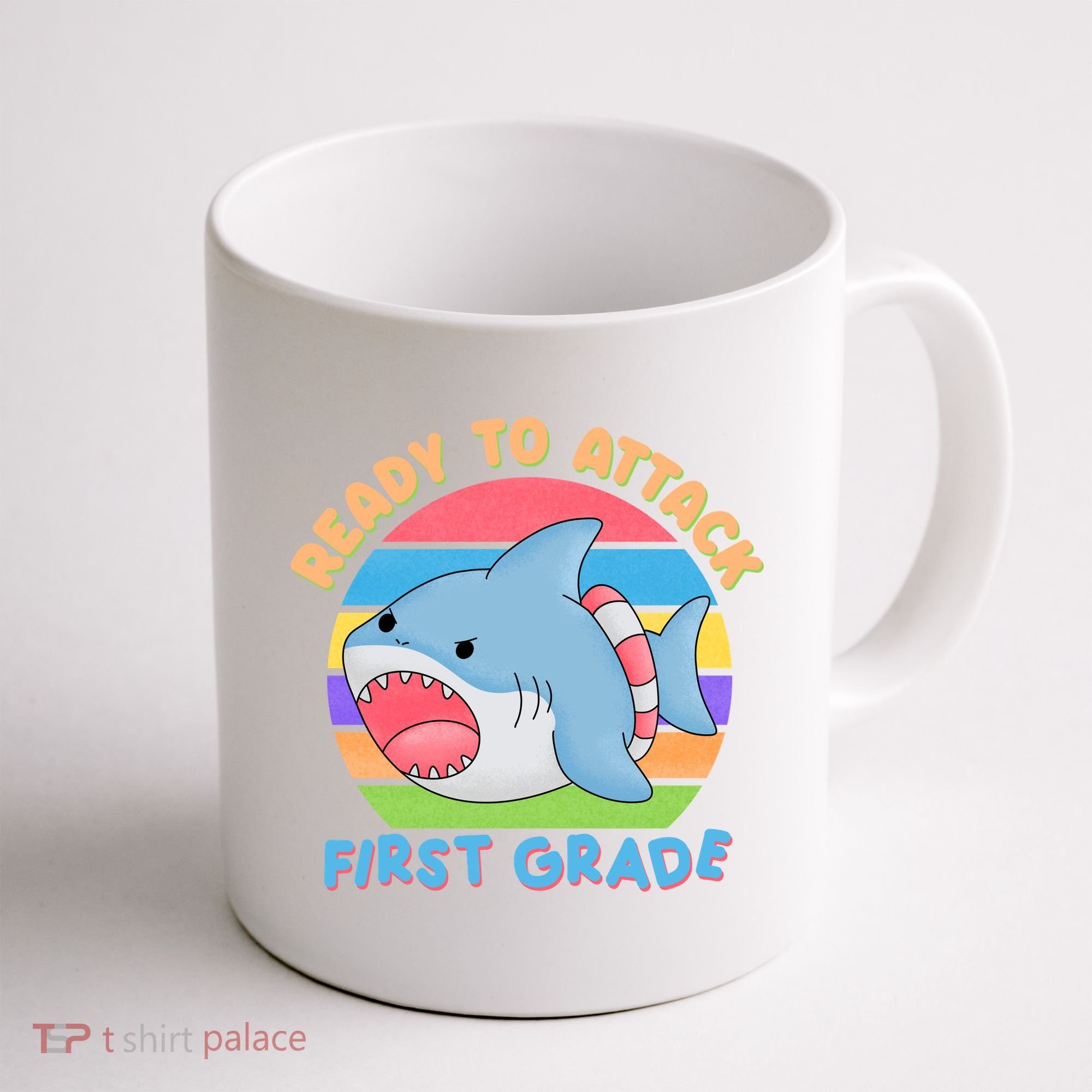 Ready To Attack First Grade Funny Shark Coffee Mug