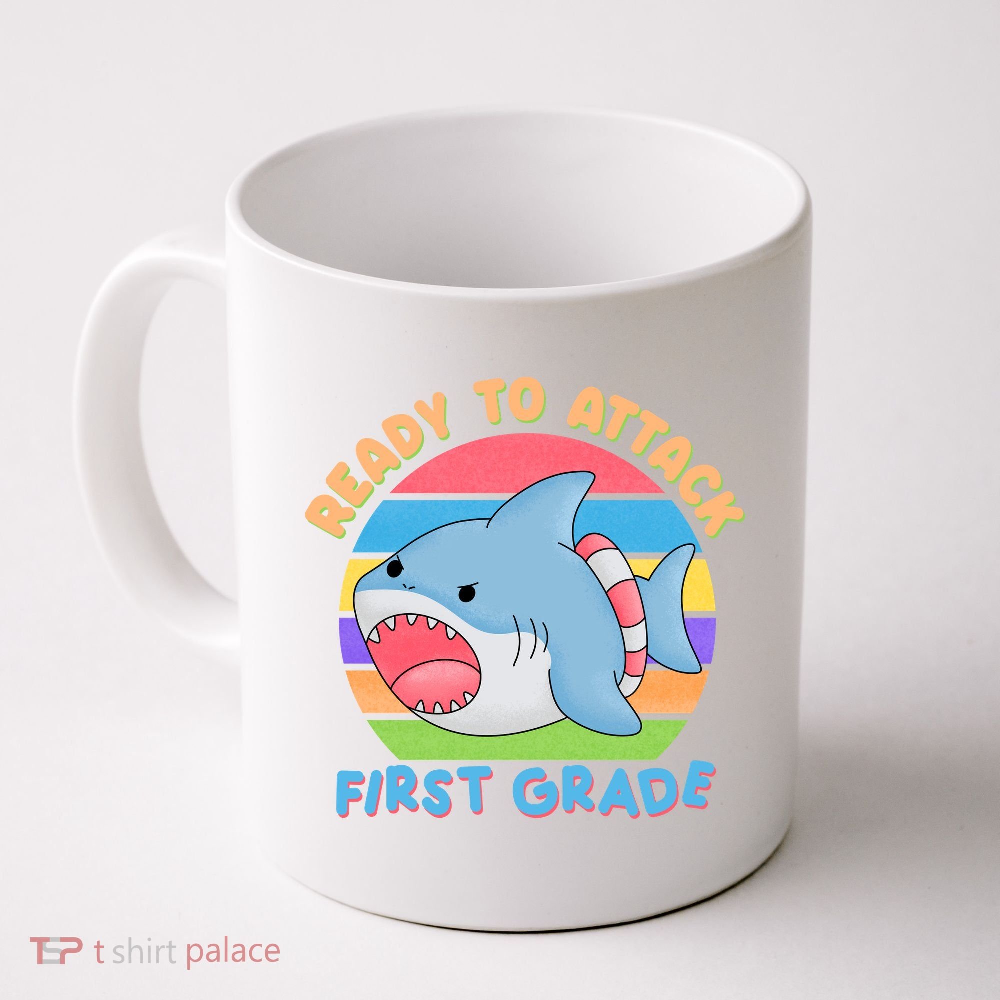 Ready To Attack First Grade Funny Shark Coffee Mug