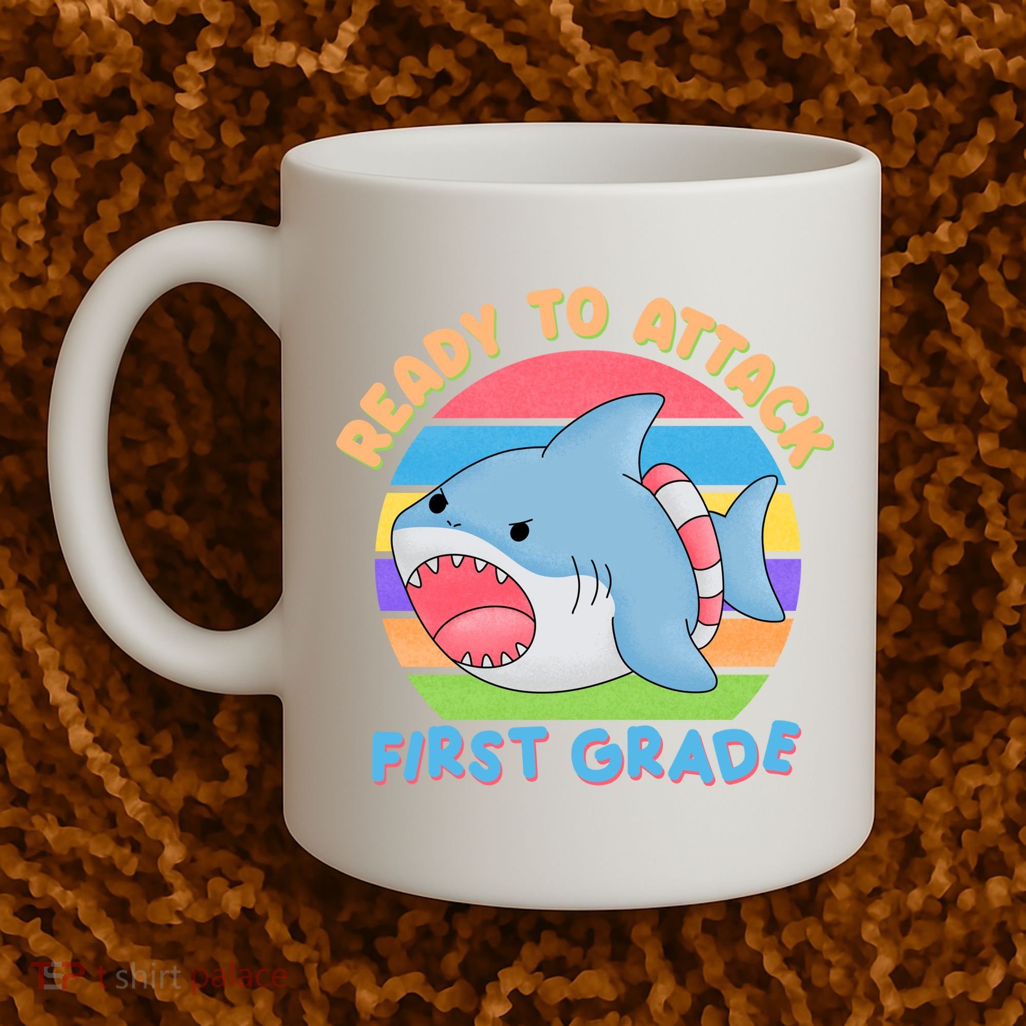 Ready To Attack First Grade Funny Shark Coffee Mug