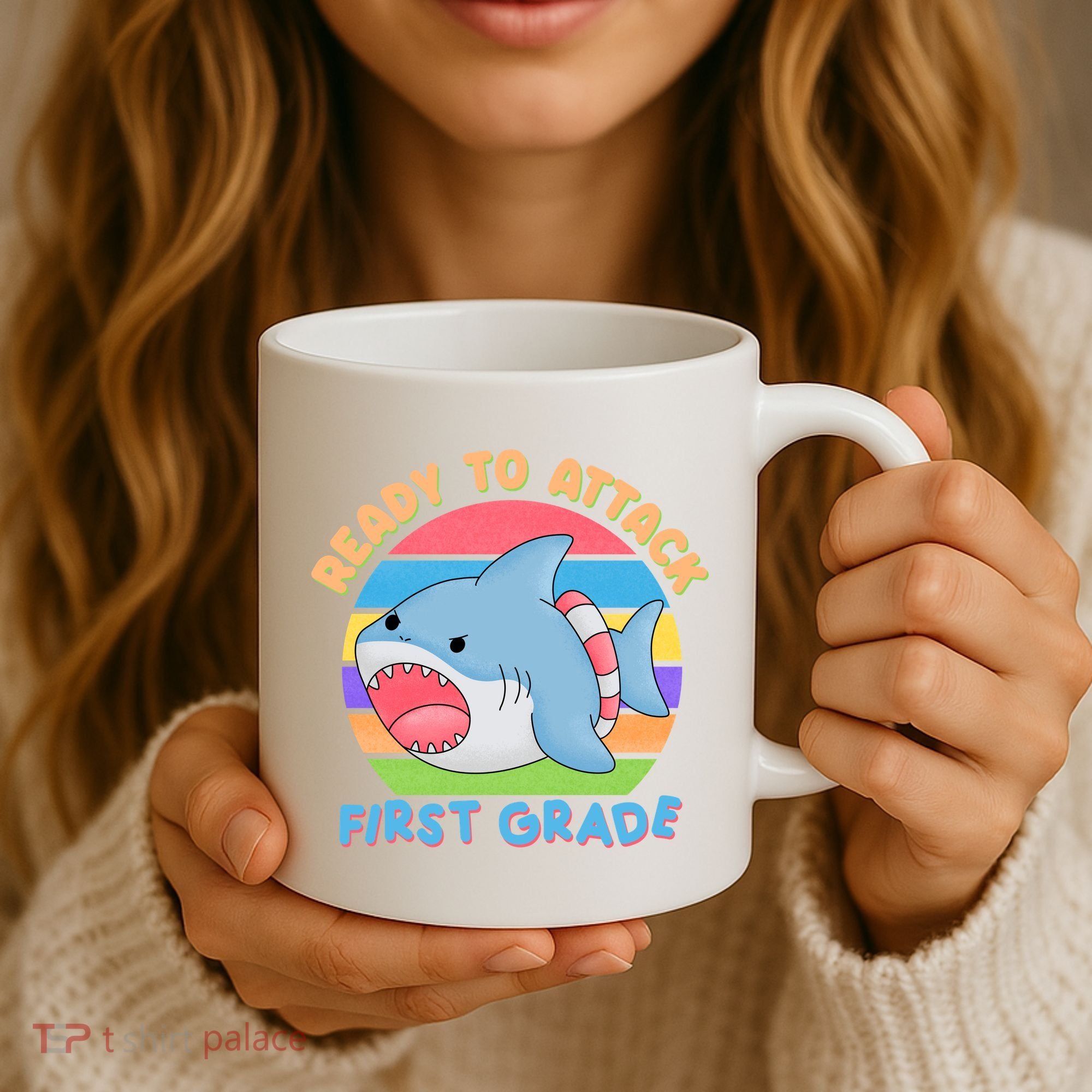 Ready To Attack First Grade Funny Shark Coffee Mug