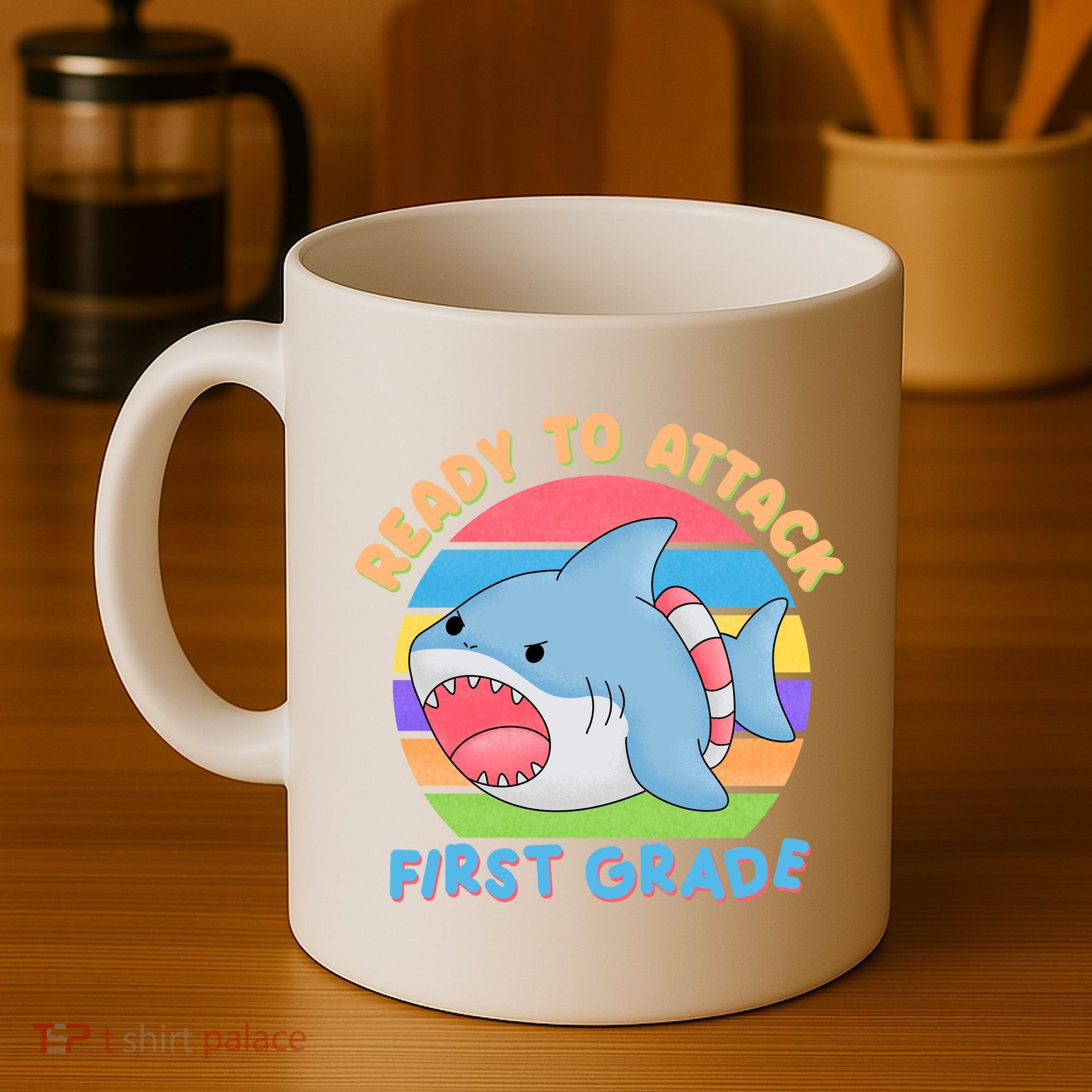 Ready To Attack First Grade Funny Shark Coffee Mug