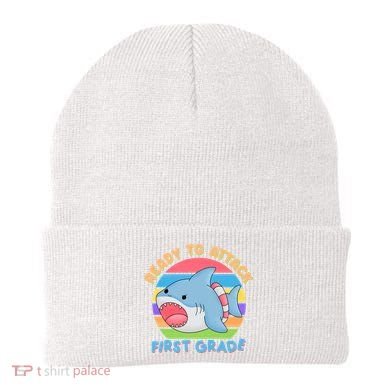 Ready To Attack First Grade Funny Shark Beanie