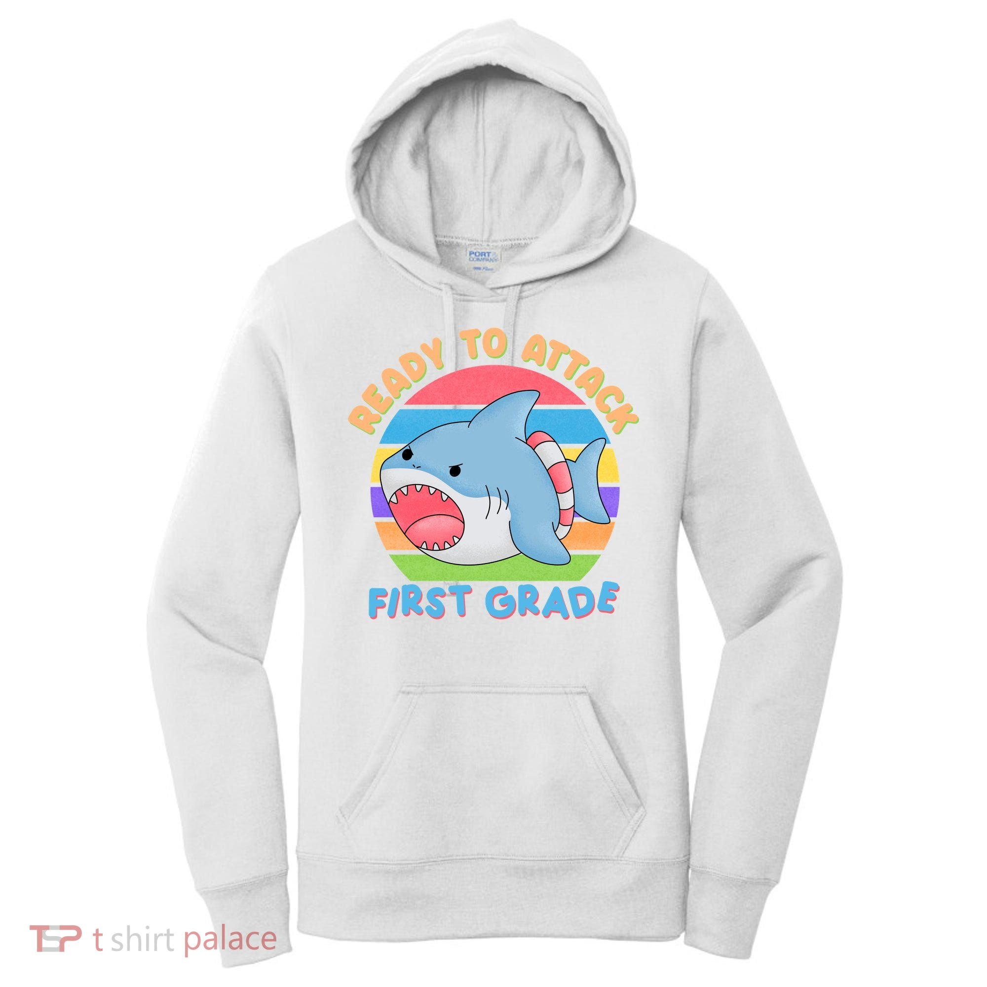 Ready To Attack First Grade Funny Shark Women's Hoodie
