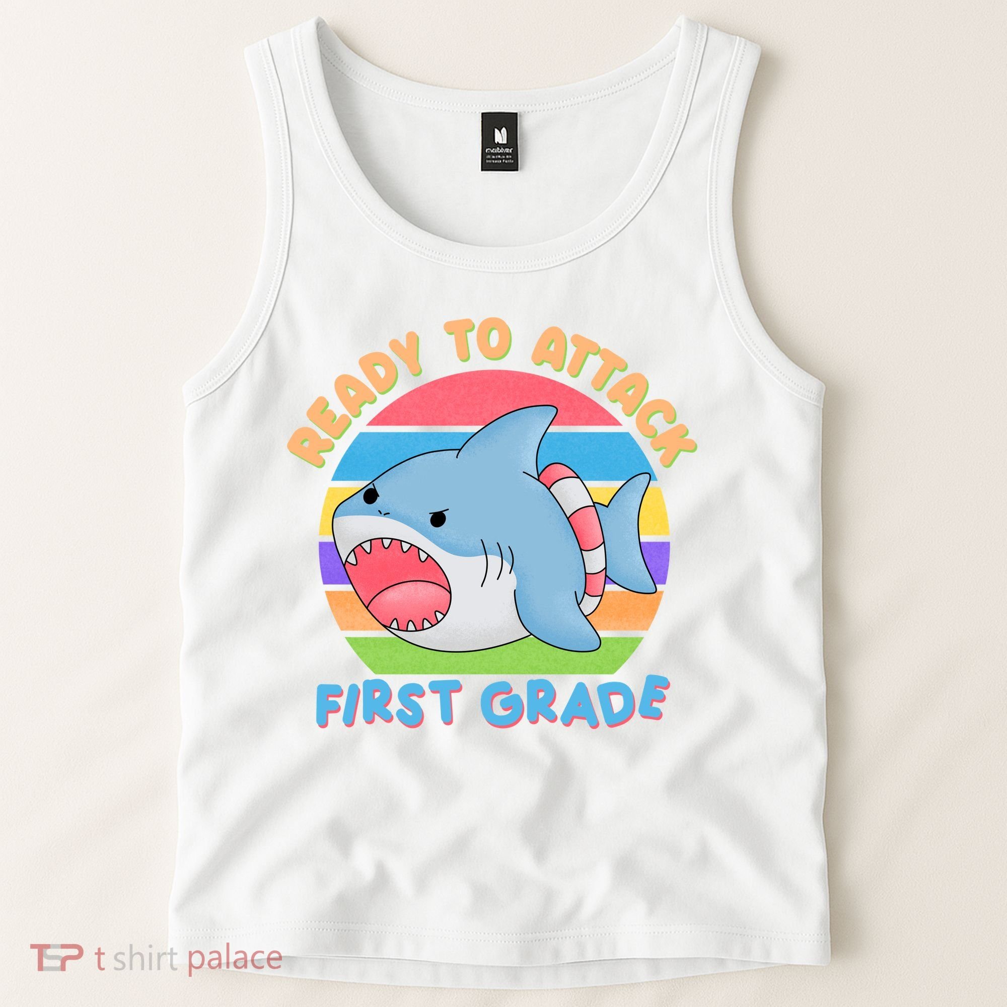 Ready To Attack First Grade Funny Shark Tank Top