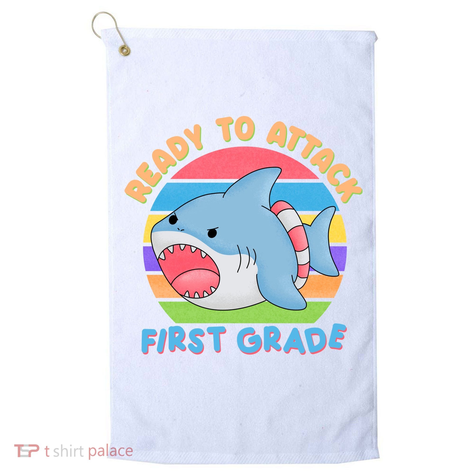 Ready To Attack First Grade Funny Shark Golf Towel