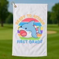 Ready To Attack First Grade Funny Shark Golf Towel thumb 1