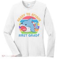 Ready To Attack First Grade Funny Shark Women's Long Sleeve Shirt thumb 0
