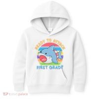 Ready To Attack First Grade Funny Shark Kids Hoodie thumb 0