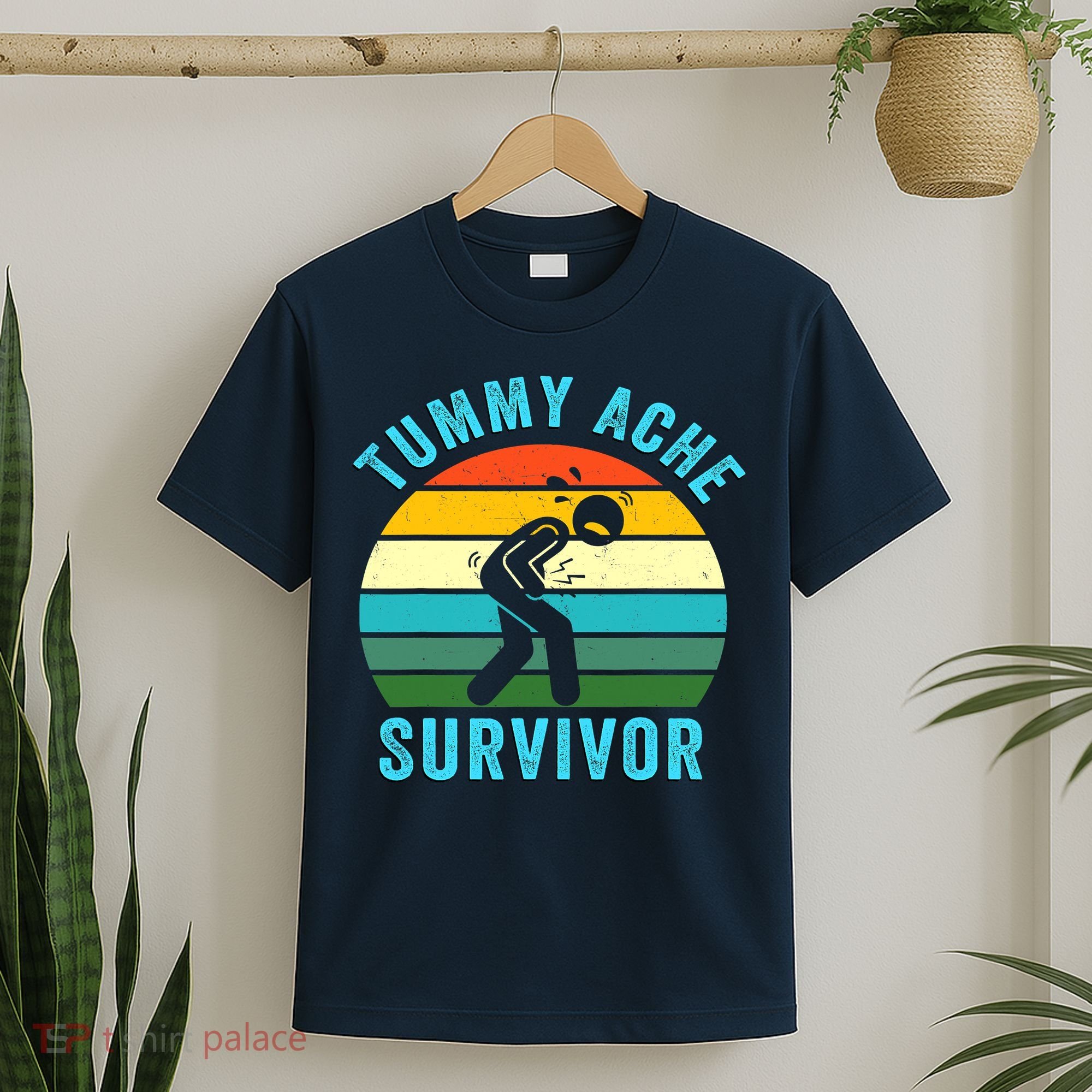 Retro Tummy Ache Survivor Vintage Stomachache IBS Funny T-Shirt