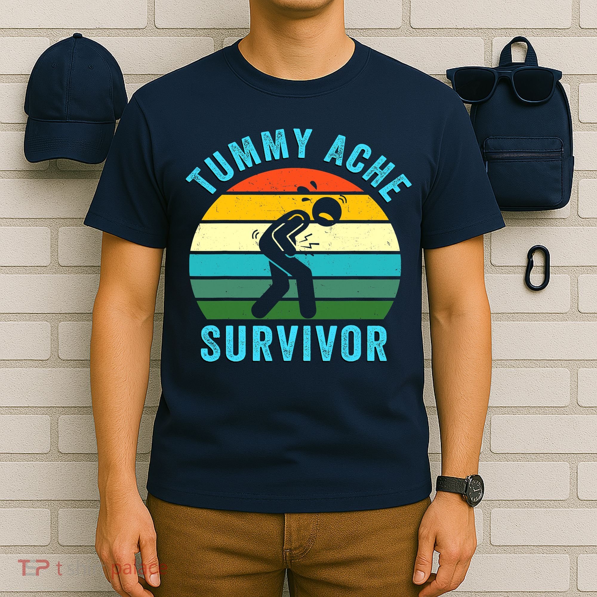 Retro Tummy Ache Survivor Vintage Stomachache IBS Funny T-Shirt