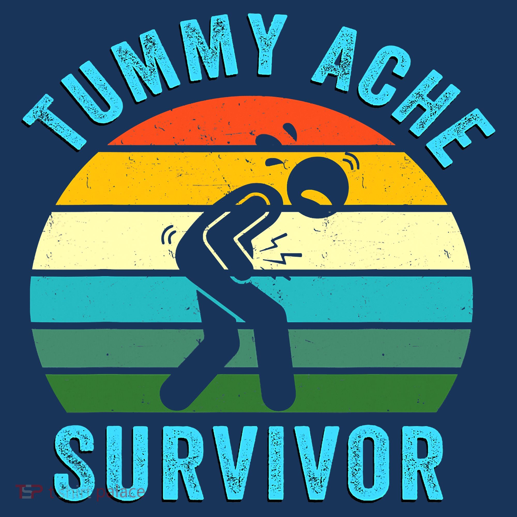 Retro Tummy Ache Survivor Vintage Stomachache IBS Funny T-Shirt