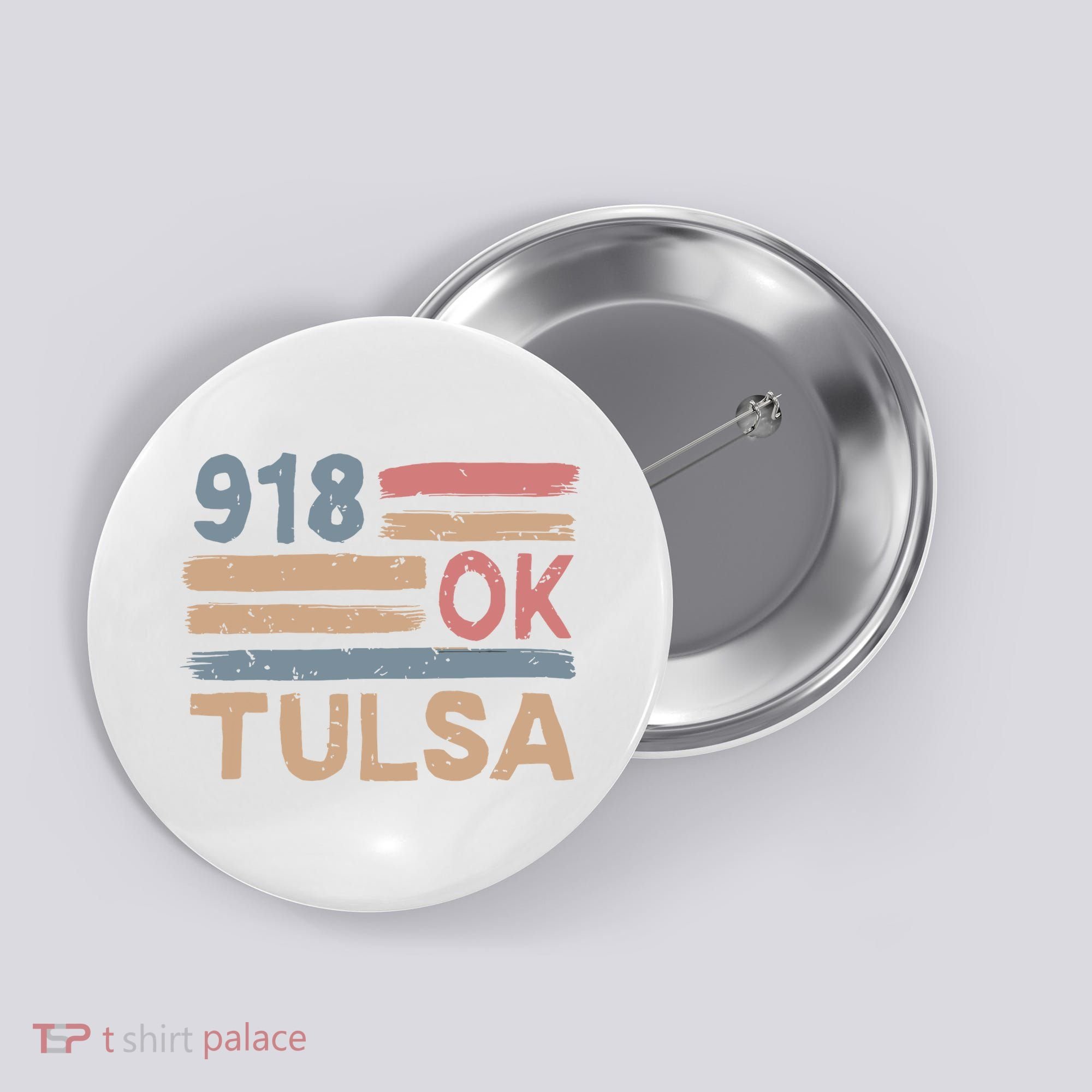 Retro Tulsa Area Code 918 Residents State Oklahoma Button