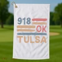 Retro Tulsa Area Code 918 Residents State Oklahoma Golf Towel thumb 1