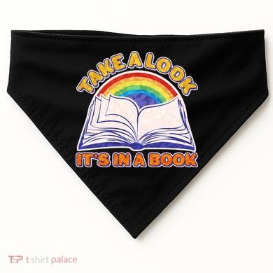 Retro Take A Look It's In A Book Reading Fan USA-Made Doggie Bandana