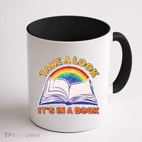 Retro Take A Look It's In A Book Reading Fan Coffee Mug thumb 1