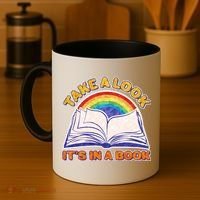 Retro Take A Look It's In A Book Reading Fan Coffee Mug thumb 4