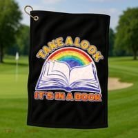 Retro Take A Look It's In A Book Reading Fan Golf Towel thumb 1