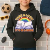 Retro Take A Look It's In A Book Reading Fan Kids Hoodie thumb 2
