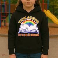 Retro Take A Look It's In A Book Reading Fan Kids Hoodie thumb 3