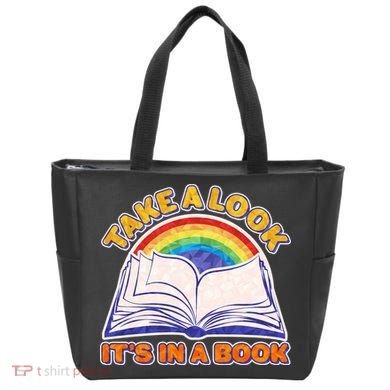 Retro Take A Look It's In A Book Reading Fan Tote Bag