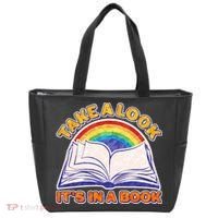 Retro Take A Look It's In A Book Reading Fan Tote Bag thumb 0