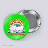 Retro Take A Look It's In A Book Reading Fan Button thumb 0