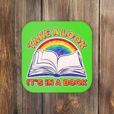 Retro Take A Look It's In A Book Reading Fan Coaster