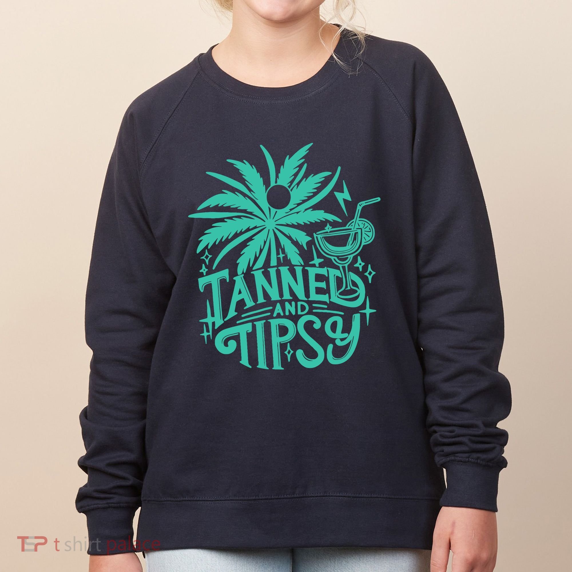 Retro Tanned And Tipsy Beach Summer Vacation Funny Women's Sweatshirt