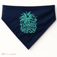 Retro Tanned And Tipsy Beach Summer Vacation Funny USA-Made Doggie Bandana thumb 0
